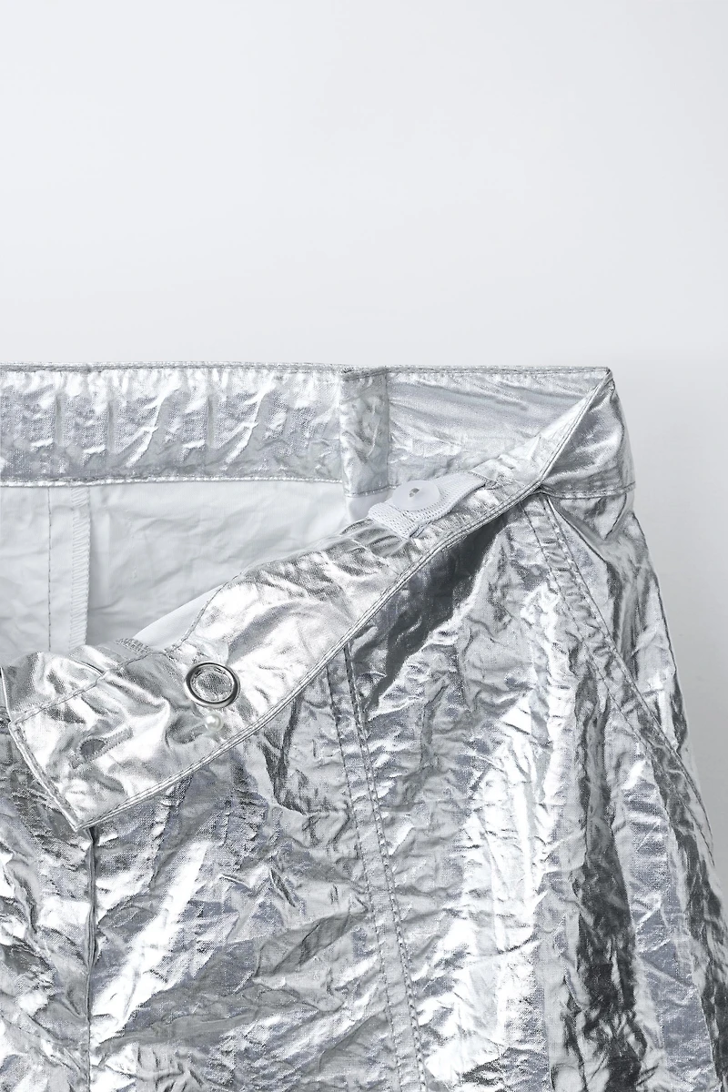 METALLIC BARREL PANTS