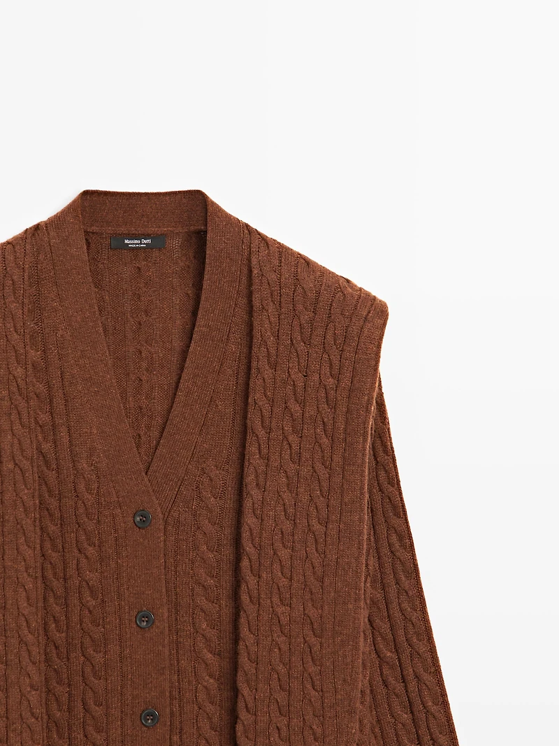 Wool blend cardigan with scarf detail