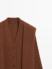 Wool blend cardigan with scarf detail