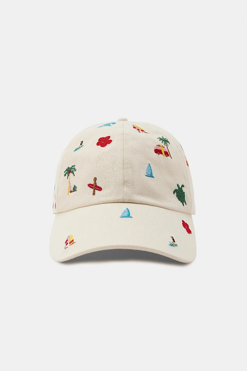 100% COTTON EMBROIDERED SUMMER CAP