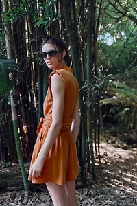 BELTED SHOULDER PAD JUMPSUIT