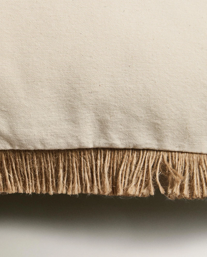FRINGED JUTE THROW PILLOW COVER