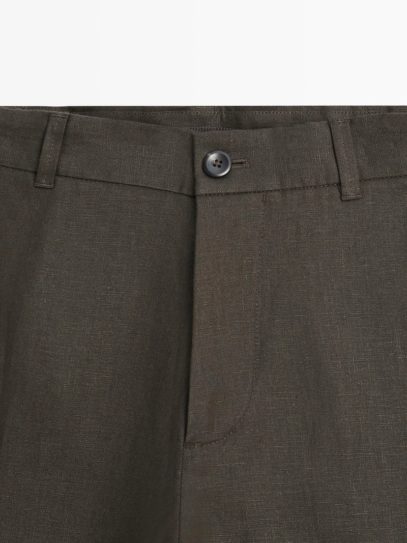 Tapered fit linen trousers