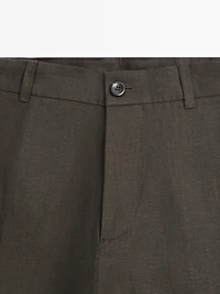 Tapered fit linen trousers