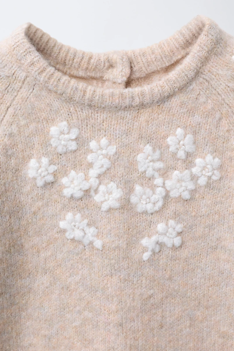 EMBROIDERED FLORAL KNIT JUMPSUIT