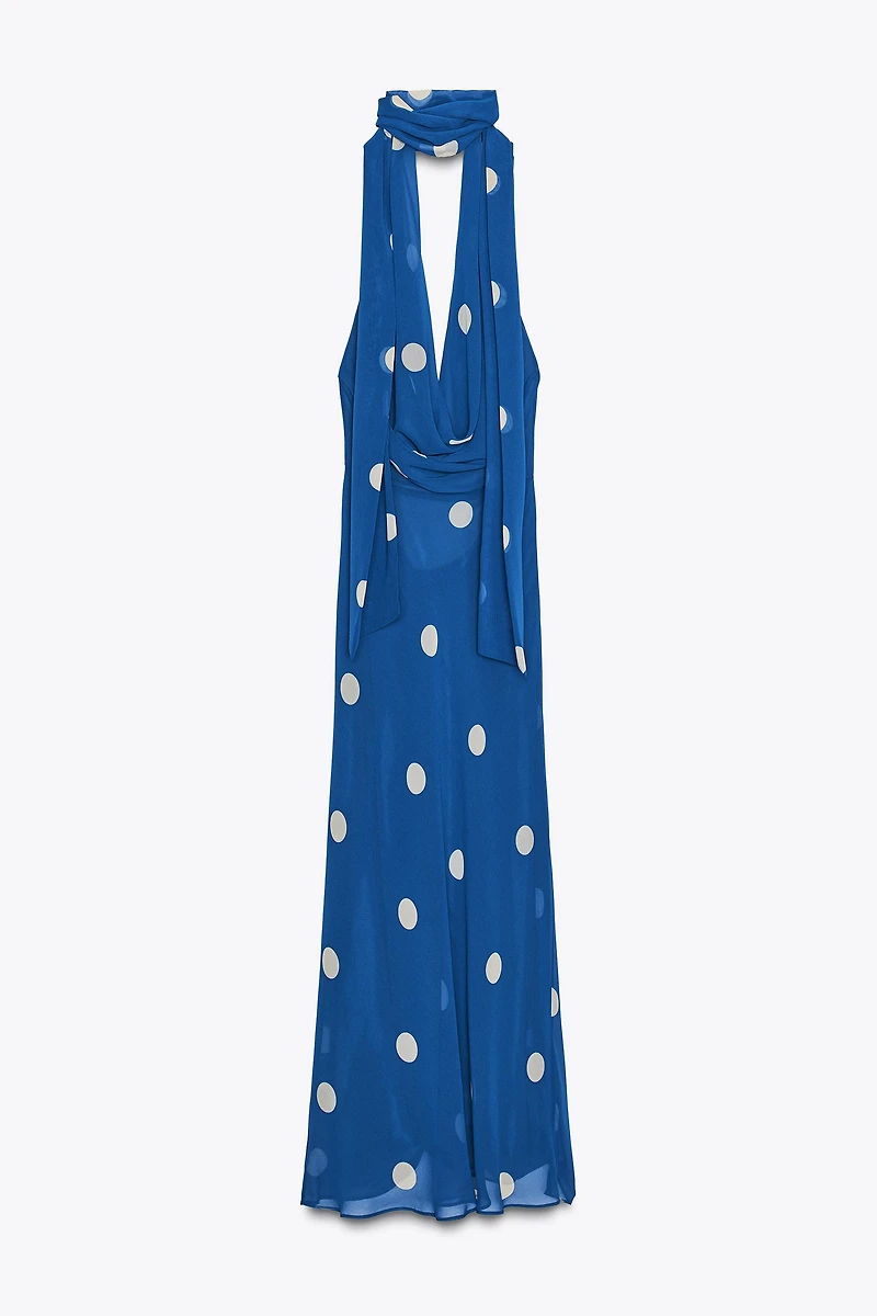 ROBE MI-LONGUE IMPRIMÉE À POIS