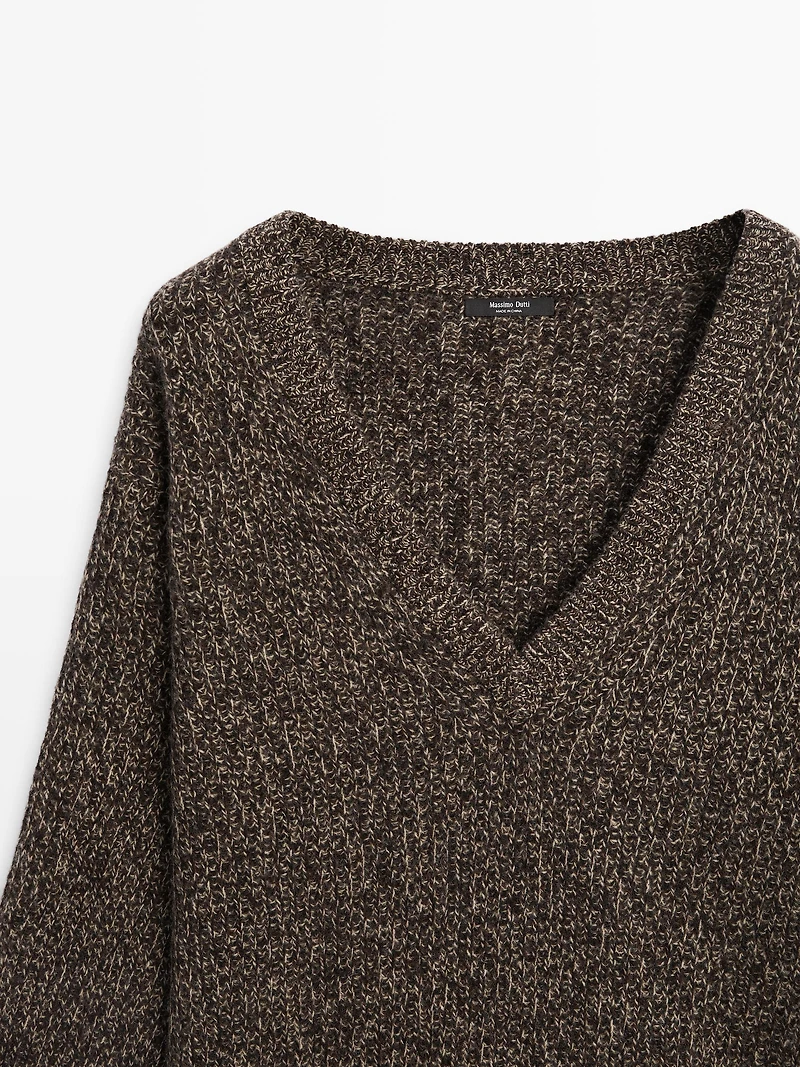 Mouliné V-neck knit jumper