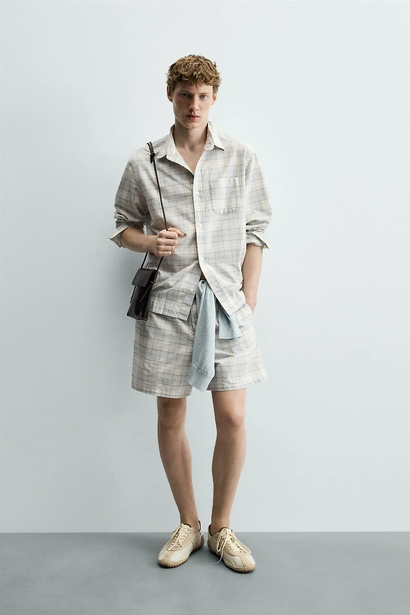 REGULAR FIT PLAID SHORTS