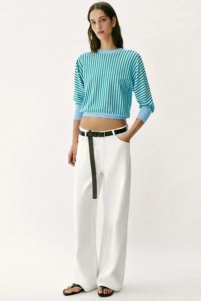 STRIPED KNIT SWEATSHIRT