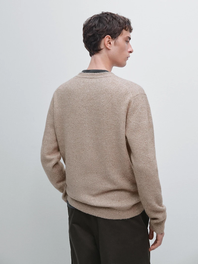 Flecked crew neck knit sweater