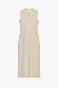 LINEN BUCKLE MIDI DRESS