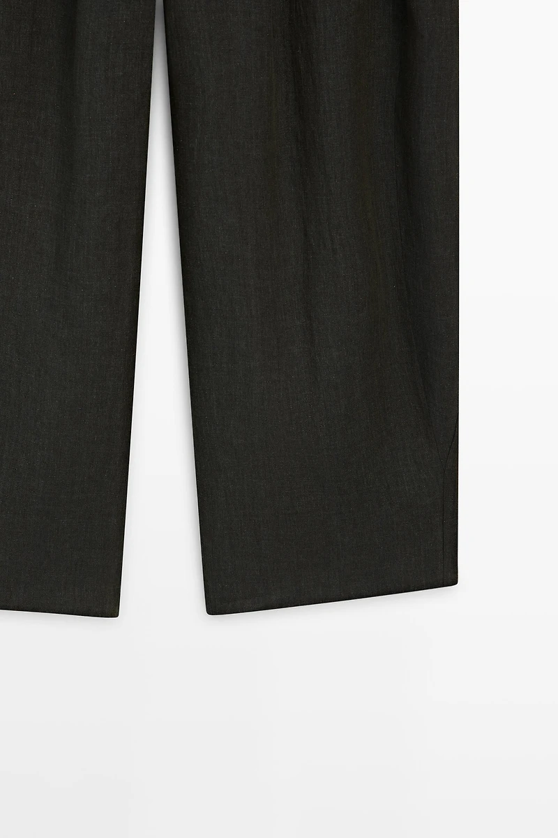 Melange trousers with linen side piece