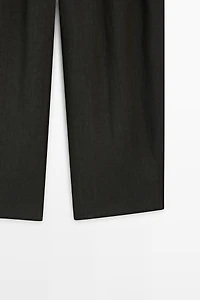 Melange trousers with linen side piece