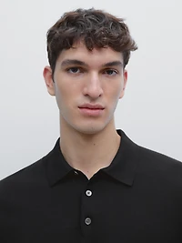 Short sleeve cotton knit polo shirt