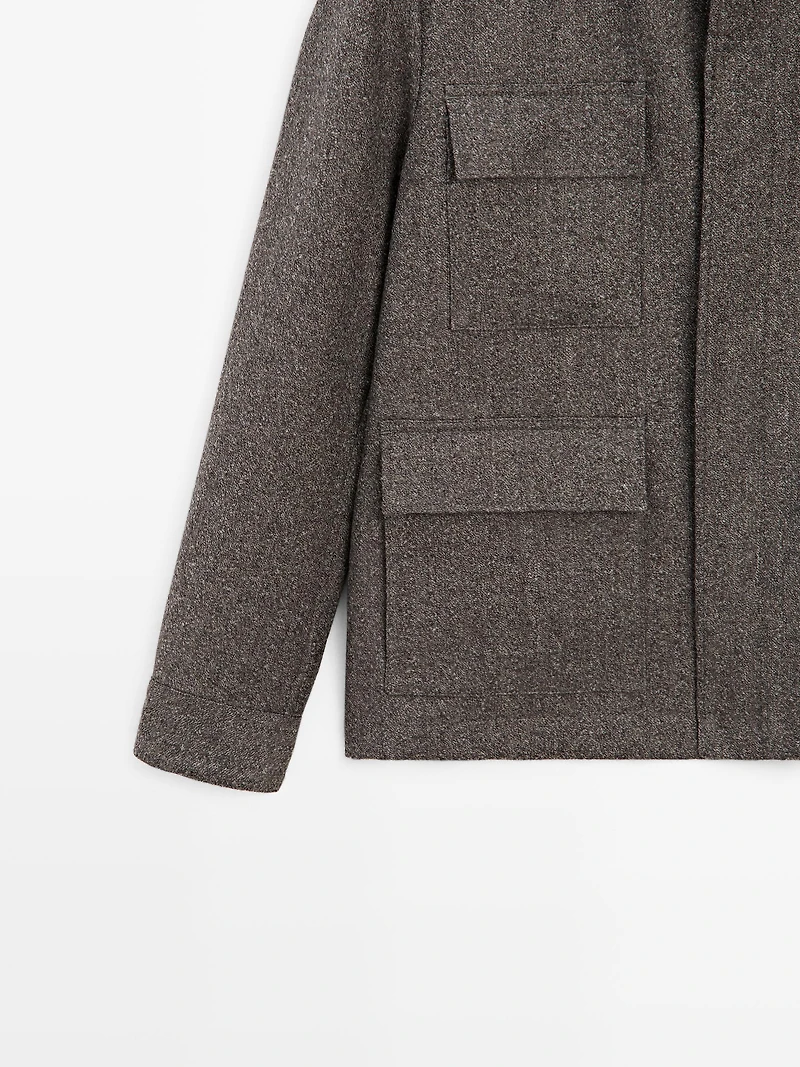 Veste à chevrons en laine mélangée