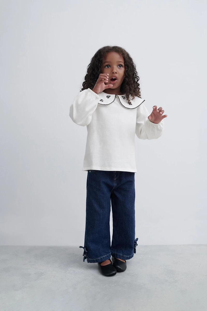 T-SHIRT COL CLAUDINE BRODÉ