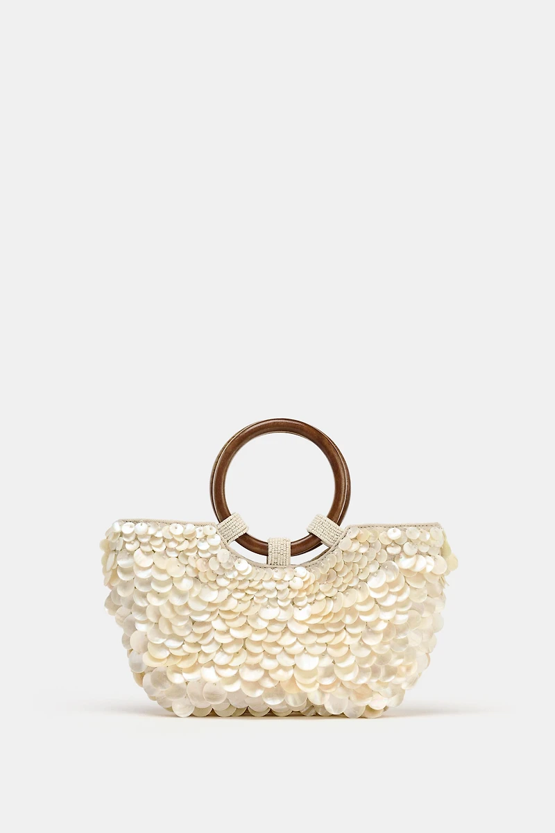 FAUX MOTHER-OF-PEARL APPLIQUÉ BAG