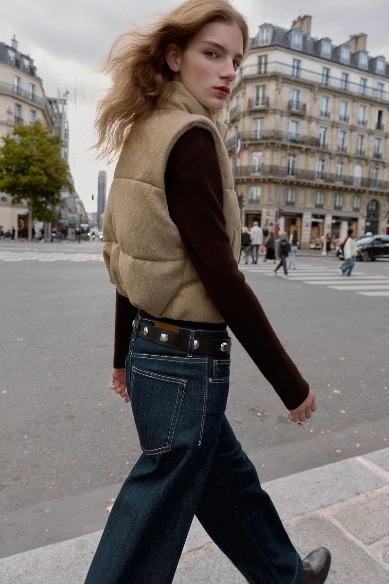 SHORT KNIT QUILTED VEST