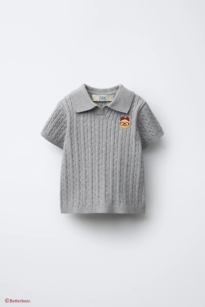 BUTTERBEAR © CABLE KNIT POLO SHIRT