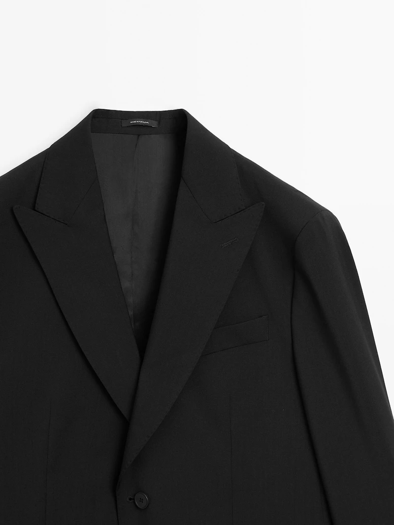Plain 100% wool suit blazer