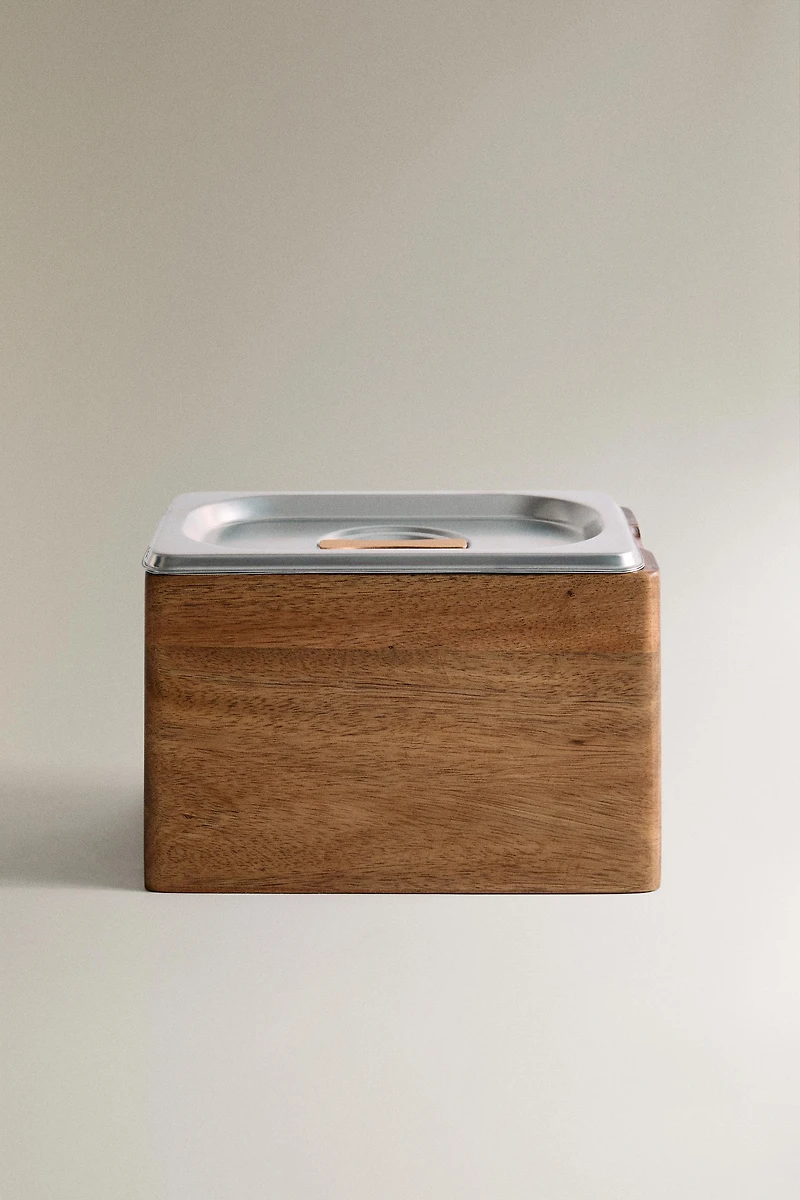 STEEL ICE CREAM BOWL WITH WOOD BASE