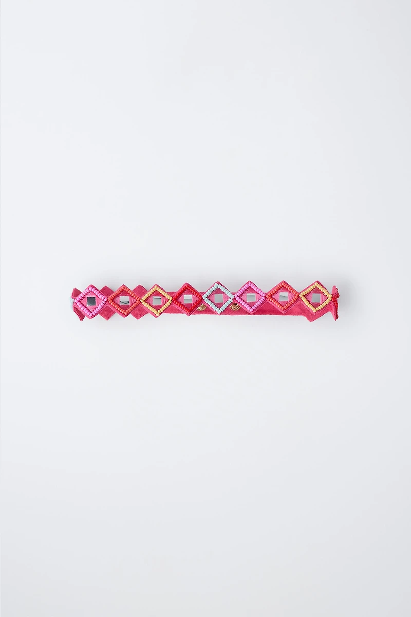 BEADED AND MIRROR CHOKER