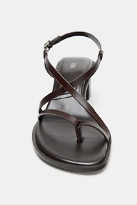 LEATHER WIDE HEEL SANDALS