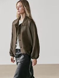 Linen and silk bomber jacket