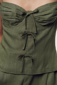 LINEN BOW STRAP JUMPSUIT