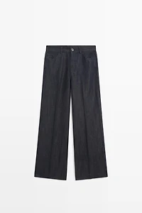 High-waist palazzo denim pants co-ord