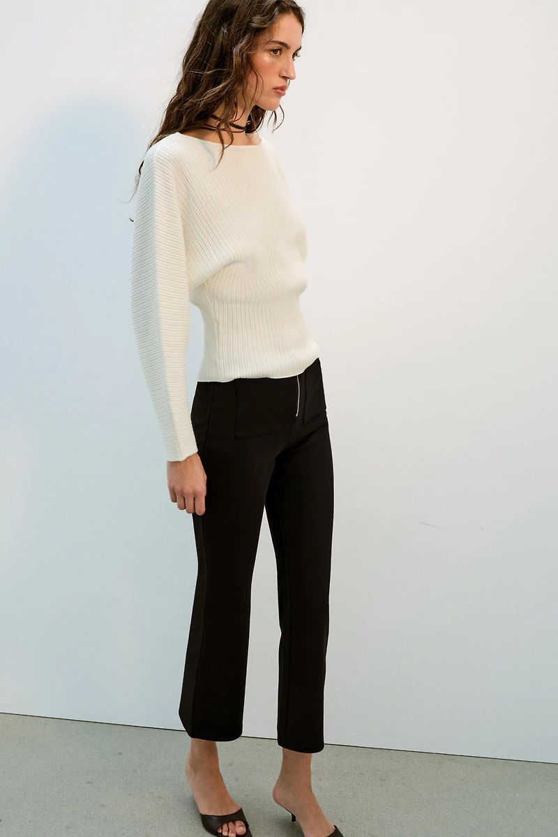 PANTALON FLARE À FERMETURE ÉCLAIR