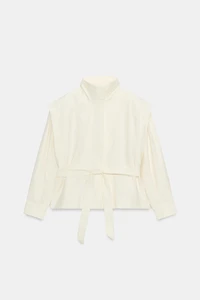 HIGH-NECK BELTED BLAZER