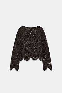 CROCHET LONG SLEEVE TOP
