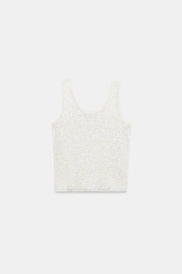 METALLIC THREAD SEQUIN KNIT TOP