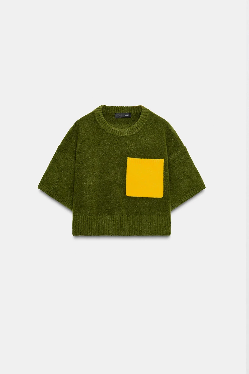 SHORT SLEEVE KNIT SWEATER