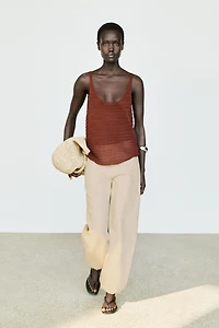 Textured knit strappy top
