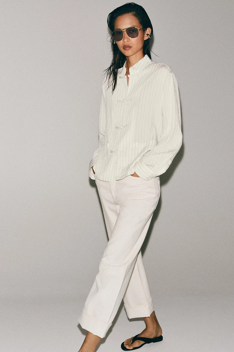 ZW COLLECTION STRIPED FIREMAN CLASP SHIRT