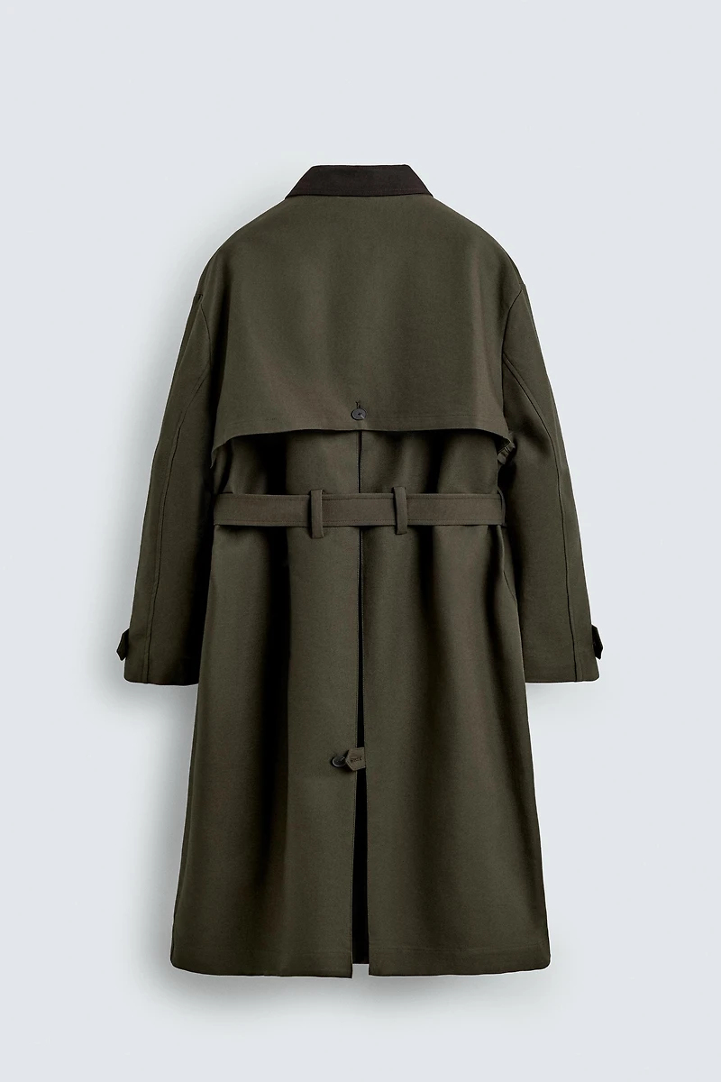 CONTRAST COLLAR TRENCH COAT