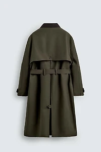 CONTRAST COLLAR TRENCH COAT