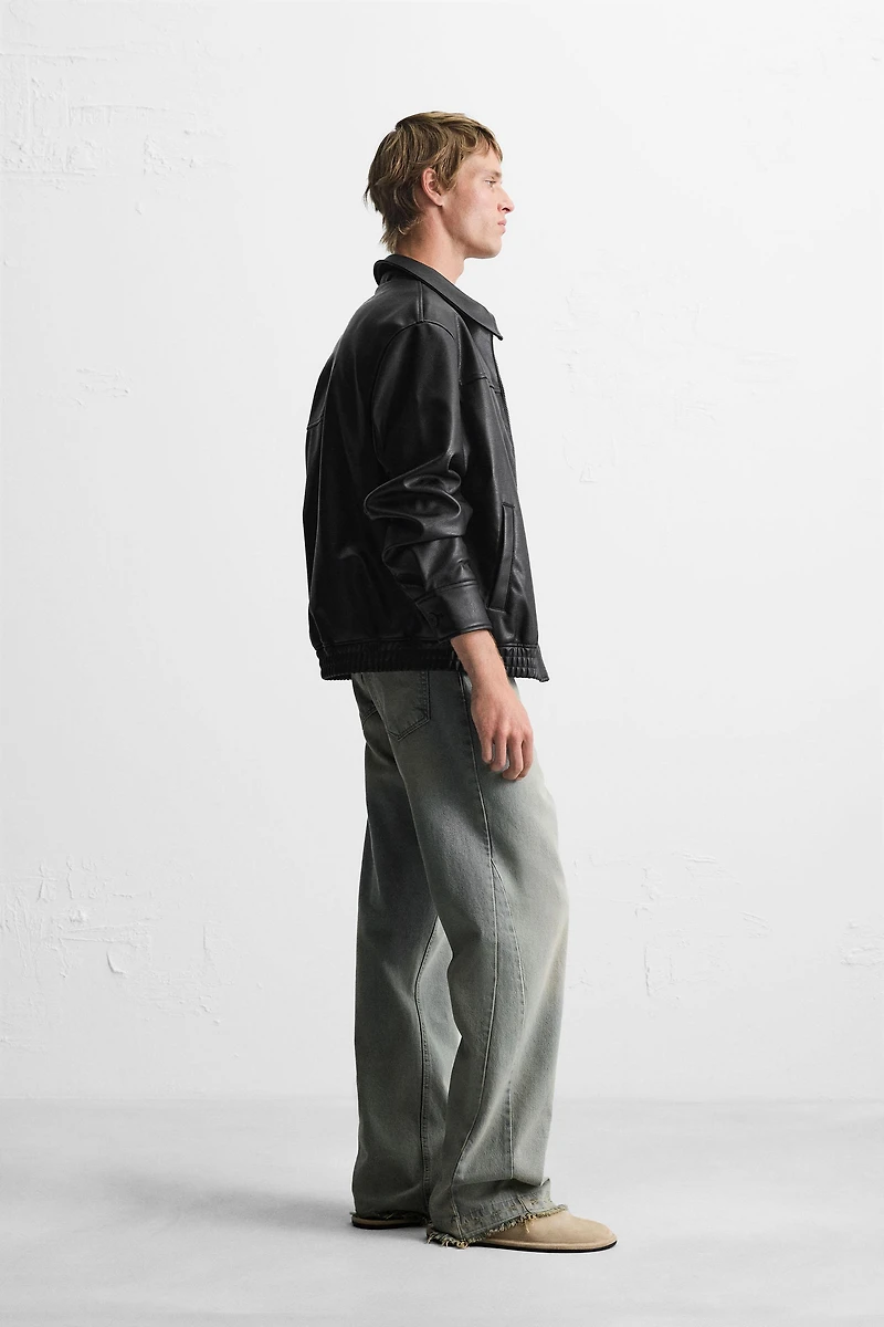FAUX LEATHER BOMBER JACKET