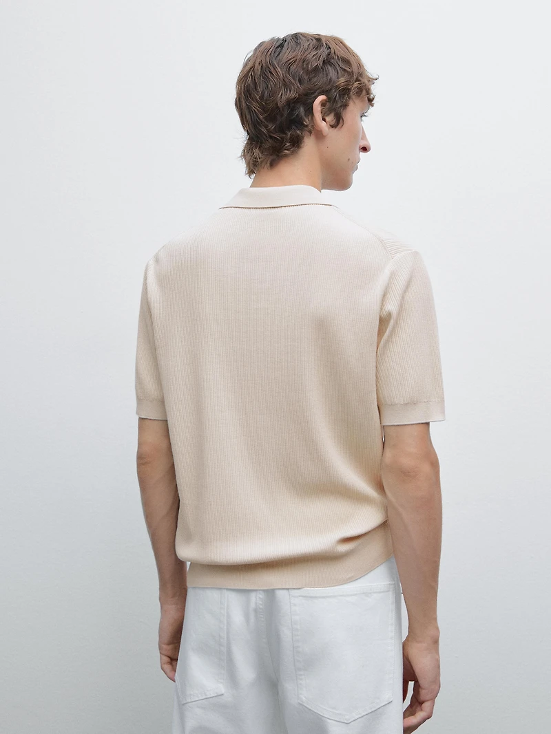 100% cotton ribbed knit polo shirt