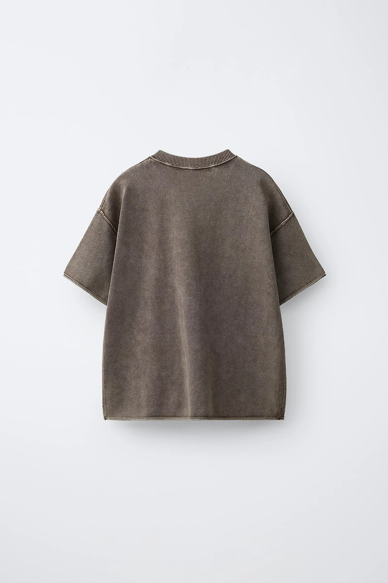 WASHED EFFECT KNIT T-SHIRT
