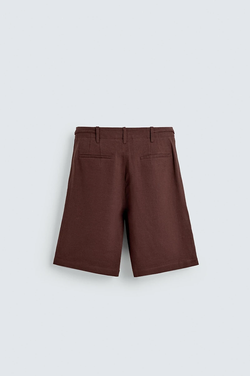 LINEN BLEND WIDE FIT SHORTS