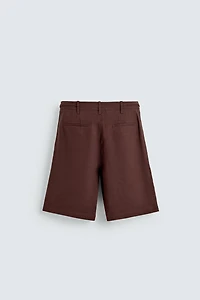 LINEN BLEND WIDE FIT SHORTS