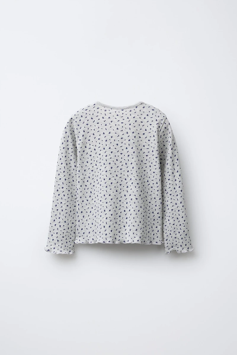 T-SHIRT CÔTELÉ FLEURS PIÈCE VELOURS BOUCLÉ ANIMAL