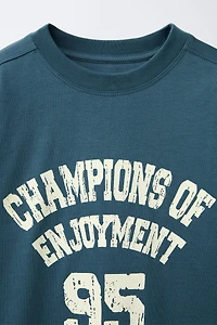 TEXT PRINT T-SHIRT AND BERMUDA SET