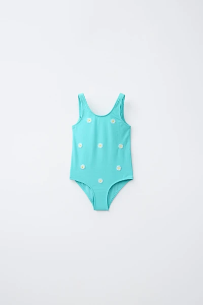 2-6 ANS/ MAILLOT DE BAIN TEXTURE GAUFRÉE MARGUERITES