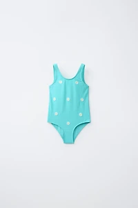 2-6 ANS/ MAILLOT DE BAIN TEXTURE GAUFRÉE MARGUERITES