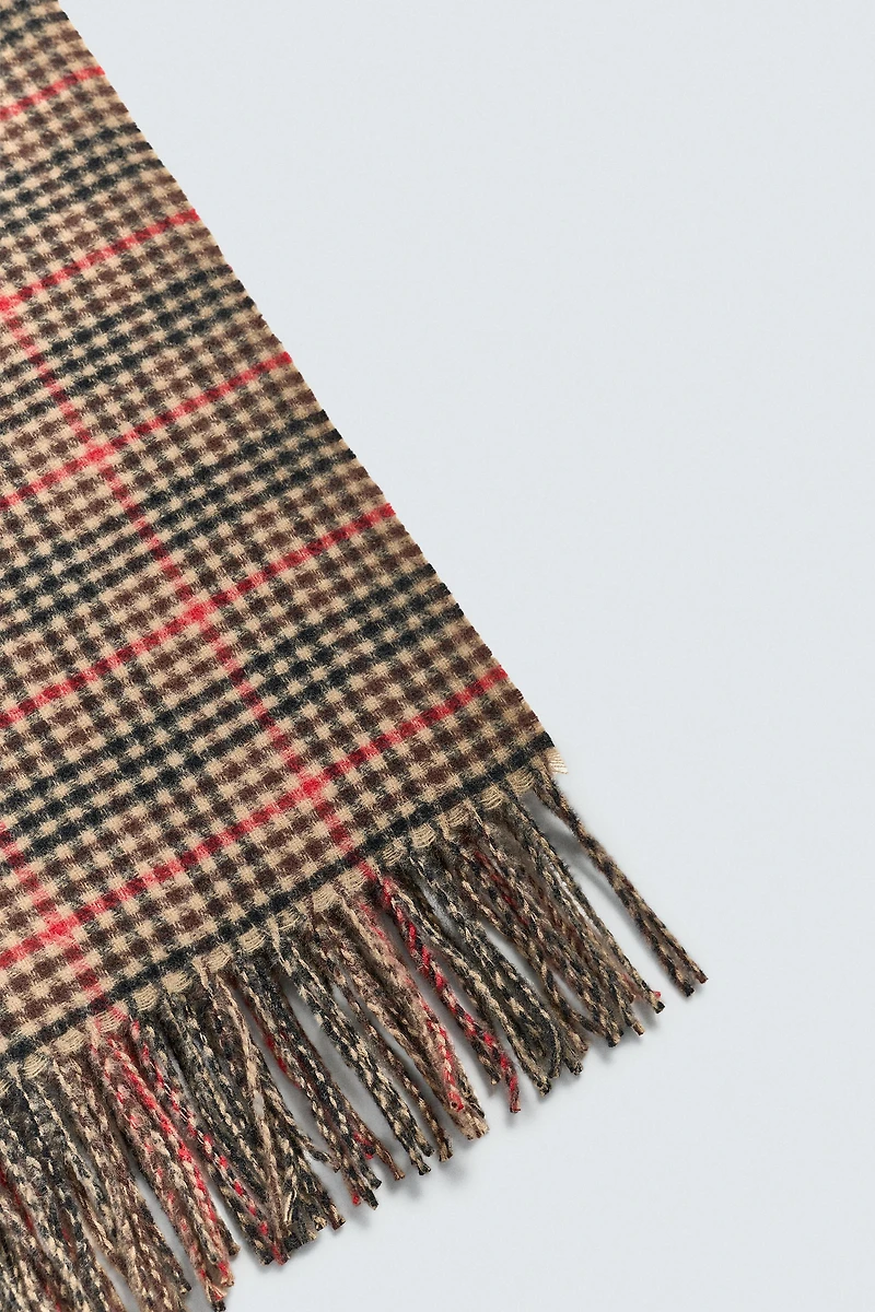 PLAID FRINGE SCARF