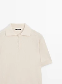 Wool blend knit polo sweater